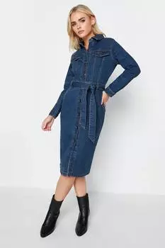 Миниатюрное джинсовое платье-миди PixieGirl, синий