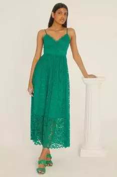 Миниатюрное кружевное платье мидакси с бретелями Oasis, зеленый