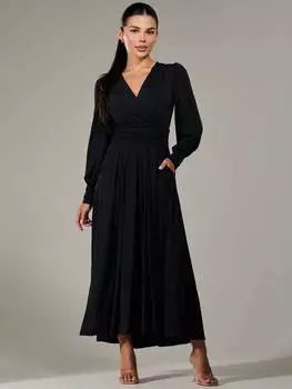 Миниатюрное макси-платье из мягкого джерси Jolie Moi, черный