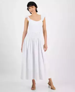 Миниатюрное макси-платье с круглым вырезом и сборками And Now This, белый