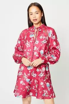 Миниатюрное мини-платье с кружевной вставкой и цветочным принтом Oasis, красный