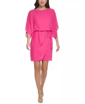 Миниатюрное объемное платье с рукавами 3/4 и завязками сбоку Jessica Howard, розовый