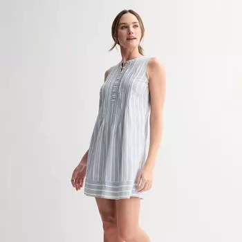 Миниатюрное платье без рукавов с защипами Sonoma Goods For Life, цвет medium blue stripe