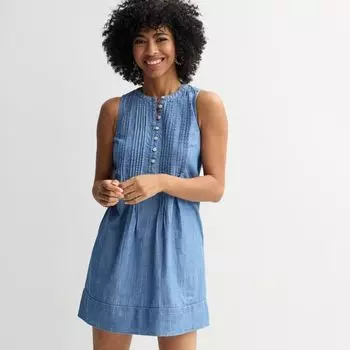 Миниатюрное платье без рукавов с защипами Sonoma Goods For Life, цвет chambray