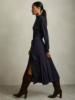 Миниатюрное платье-джемпер alina с поясом Reiss, темно-синий