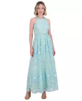 Миниатюрное платье-халат с 3D цветочными аппликациями на бретелях Eliza J, зеленый