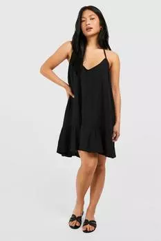 Миниатюрное платье из марлевой ткани Petite boohoo, черный