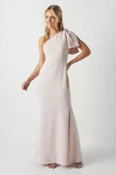 Миниатюрное платье макси с бантом на одно плечо и лужей для подружек невесты Coast, розовый