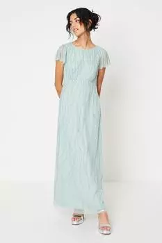 Миниатюрное платье макси с капюшоном и пайетками на спине Oasis, зеленый