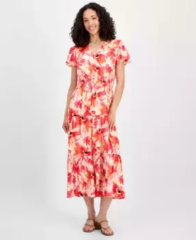 Миниатюрное платье макси с коротким рукавом и принтом Tinsel, оранжевый