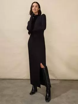 Миниатюрное платье макси с высоким воротником Ro&Zo, черный