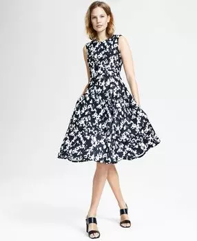 Миниатюрное платье миди без рукавов с круглым вырезом Calvin Klein, мульти