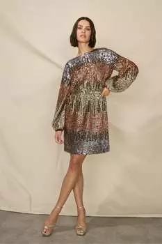 Миниатюрное платье мини с пайетками и эффектом омбре Ro&Zo, черный