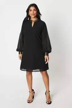 Миниатюрное платье прямого кроя с воротником из фольги Wallis, черный