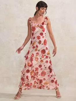 Миниатюрное платье rosie poppy с оборкой на шее Ro&Zo, розовый/разноцветный