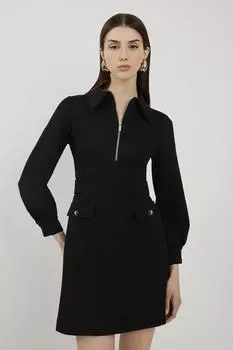 Миниатюрное платье-рубашка из понте Petite Karen Millen, черный