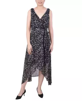 Миниатюрное платье-рубашка из шифона без рукавов NY Collection, мультиколор