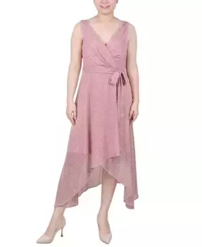 Миниатюрное платье-рубашка из шифона без рукавов NY Collection, розовый