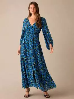 Миниатюрное платье с цветочным принтом и рюшами на талии Ro&Zo, синий/разноцветный