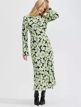 Миниатюрное платье с рифленым рукавом в цветочек Ro&Zo, зеленый/разноцветный