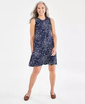 Миниатюрное платье-шлепанцы с принтом Style & Co, цвет Shadow Blue