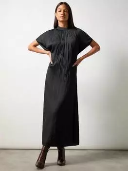 Миниатюрное плиссированное платье с высоким вырезом Ro&Zo, черный