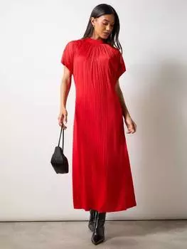 Миниатюрное плиссированное платье с высоким вырезом Ro&Zo, красный