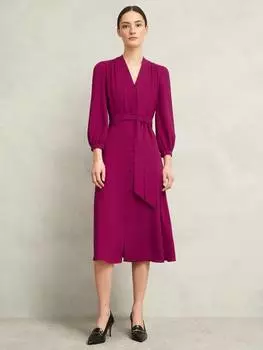 Миниатюрное расклешенное платье цвета магнолии Hobbs, цвет Cerise Pink