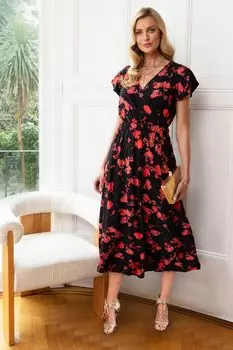 Миниатюрное шифоновое платье миди Hot Squash, черный