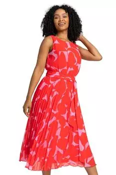 Миниатюрное шифоновое платье-миди с абстрактной складкой Roman, красный