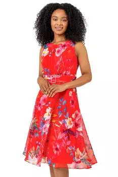 Миниатюрное шифоновое платье с цветочным принтом и пряжками Roman, розовый