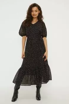 Миниатюрное шифоновое розовое многоярусное платье мидакси с рисунком Dorothy Perkins, розовый