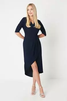 Миниатюрное трикотажное платье с запахом Debenhams, темно-синий