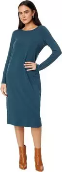 Миниатюрное узкое платье полной длины с украшенным вырезом Eileen Fisher, цвет Alpine