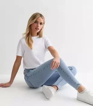 Миниатюрные бледно-голубые суперузкие джинсы Hallie с высокой талией New Look, бледно-голубой