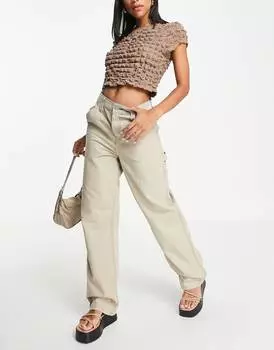 Миниатюрные брюки карго ASOS DESIGN из камня с контрастной отстрочкой