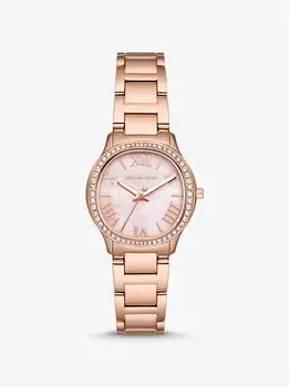 Миниатюрные часы цвета розового золота с шалфеем и паве Michael Kors, золотой