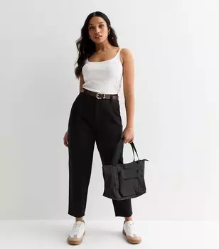 Миниатюрные черные джинсовые брюки с поясом New Look, черный