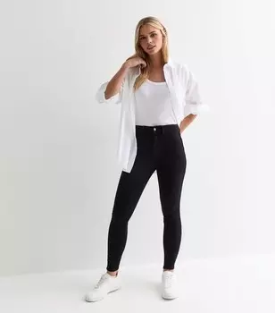 Миниатюрные черные джинсы суперскинни Hallie с высокой талией New Look, черный