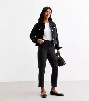 Миниатюрные черные джинсы Tori Mom с высокой талией New Look, черный