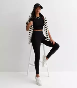 Миниатюрные черные леггинсы с высокой талией New Look, черный