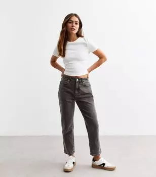 Миниатюрные черные прямые джинсы Hannah с защипами до щиколотки New Look, черный