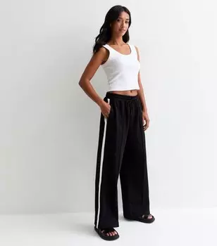 Миниатюрные черные широкие брюки с полосками по бокам New Look, черный