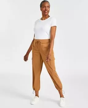 Миниатюрные однотонные универсальные брюки с завязками на подоле Style & Co