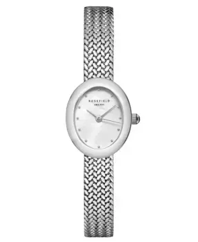 Миниатюрные овальные женские часы-браслет из нержавеющей стали серебристого тона 22 мм Rosefield, серебряный