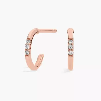 Миниатюрные серьги-кольца Huggie с миниатюрными бриллиантами из розового золота 14 карат Blue Nile