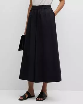 Миниатюрные широкие брюки из поплина из органического хлопка Eileen Fisher, цвет Black