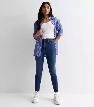 Миниатюрные синие джинсы суперскинни Hallie с высокой талией New Look, синий