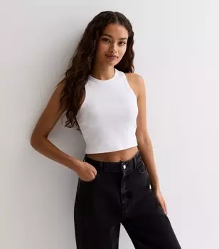 Миниатюрный белый укороченный топ в рубчик New Look, белый