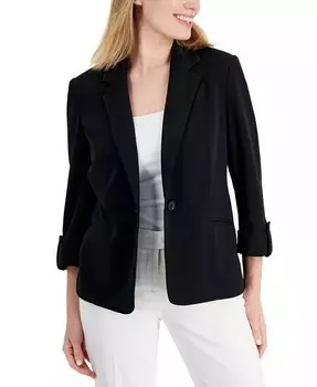 Миниатюрный блейзер на одной пуговице с рукавом 3/4 Ak Anne Klein, черный